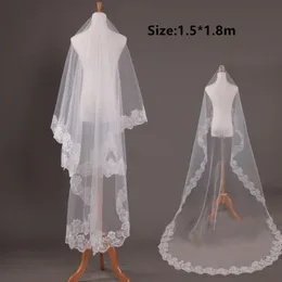 Cheap Wedding veil Soft tulle with Applique Edge 1 5 1 8m White ivory Bridal veils Wedding Accessories voiles de mariage 267I