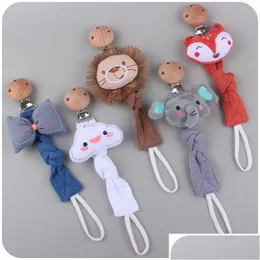 Pacifier Holders Clips Baby Products Beech Clip Lion Animal Cotton Linen Ribbon Rope Unique Elegant Design Chain 230421 Drop Delivery Otofu