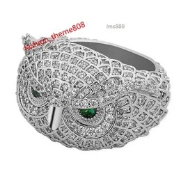 Anello diamantato da laboratorio ghiacciato all'ingrosso Sterling Sterling Sterling 925 Hip Hop Big Owl Ang Cluster VVS Ring Moissanite