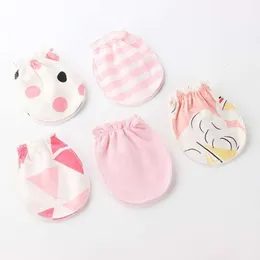 3 par/set babyhandskar 0-6 månad nyfödd spädbarn anti-grab handske fot täckning tunn ny l2405