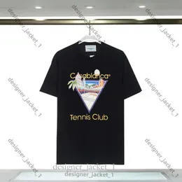 テニスクラブカサブランカスシャツTシャツメンズデザイナーカサブランカスTシャツカジュアルティークライドンストリートサイズサマーホワイトブラックブルー服b733