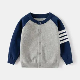 "European And American Style Boys Layer Single Breasted Knitted Cardigan 2024 Spring Autumn Children Open Sweaters L2405