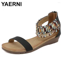 Casual Shoes Women Sandals 2024 Summer Greek Style Boho Folk-custom Artisanal Ladies Flat Beach Slippers Plus Size 42