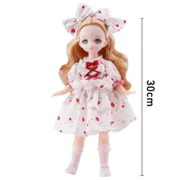 Dolls BJD Doll 30 cm Anime Puppe komplett Set 1/6 BJD 23 Joint Movable Body mit Skihut, die als Diy Toy Reborn Kawaii S2452202 S2452201 verkleidet ist