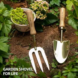 꽃 심기 및 정원 원예 도구, 토양을 파고 느슨하게하기위한 3 개의 삽, 잡초 갈퀴 세트