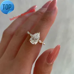 2023 Custom Pure 18-Karat Yellow Gold 3ct Pear Cut 8x12mm Dcolor VVS Moissanite Diamond Four Claw Solitaire Ring