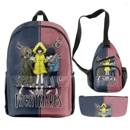 Backpack Little Nightmares 3 Game 3pcs/set Schoolbag Pen Case Waist Bag Boys Girls Work Study Oxford Cloth