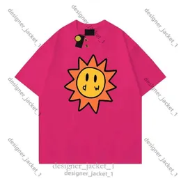 Мужчина Drawdrew Tshirts Men Designer Smiley Sun Playing Рубашка карты Tee Graphic Print