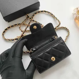 Mirror Quality designer wallets Fragrant Wind CF Small Fragrant Caviar Mini Chain Small Waste Bag Wallet Change Card Bag Cowhide Genuine Leather Sheepskin