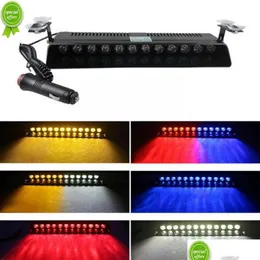 Other Signal Lights 12 Led Car Dash Emergency Strobe Flash Light Bar Polices Lamp Red Grill Blue Warning Warn O3C3 Drop Delivery Mob Dh8Qm