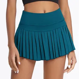 Summer Women Tennis Pleated Skirt With Inner Lining High Waist Double Layer Design Sport Sexy Fitness Yoga Dancing Shorts 240522