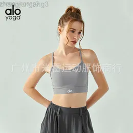 Designer Alooo Yoga Aloe Sports Bra Womens Suspender Yoga Suit Vest Semi Fixed Chest Pad Cross Shaped Back Running and Fitness Bra