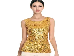 1730 Goldsilverblack Summer Tops for Women Sexy Sequin Stretch Tank Topss Plus Size S3xl Crop Femme Bling Streetwear4333406