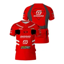 Męskie koszulki Nowa męska T-shirt gorąca sprzedaż Lato 2024 Moto GP Gasgas Team Outdoor Sports Szybkie suszące rower z krótkim rękawem Q240521