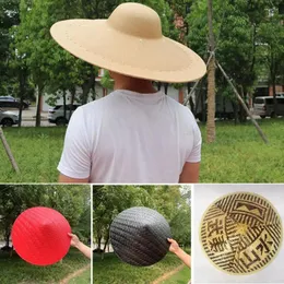 Berets Summer Bamboo Skin Hat Sunscreen Регулируемый большой пластиковый пластиковый дождь.