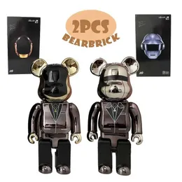 Action Toy Figures Bearbrick Daft Punk 400 Joint Bright Face Violence Bear 3D Original Decoration Statue Model H240522