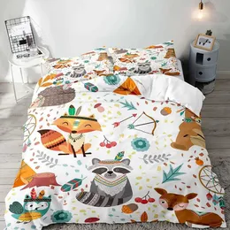 Bedding conjuntos de camas de edredão de animais da floresta capa em tamanho grande meninas meninas garotos garotos da cama dos animais da floresta quadra 2 sham h240521 w6vp