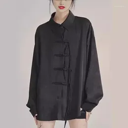 Camicette da donna Eleganza francese Black baggy bavaglio bavaglio collare coreano Lady Sweet Cross Bandage squisite camicie a petto singolo Streetwear