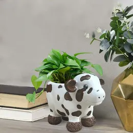 Wazony soczysta sadzaczka Zabawna krowa do dekoracji ogrodu domowego realistyczna kwiat żywicy z opornym na UV design, który nie opowiada się