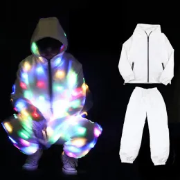 LED Light Up Rave Jacket Adult Kids Dance Performance Total Kleid Flash LED Lighs Water of Clothes Cool Night Running Requisiten 0522