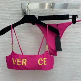 Женщины Новый логотип печатный принт розовый цветной дизайнер дизайнер бикини для купания купальники Twinset smlxl