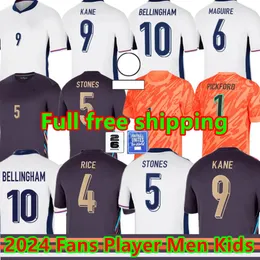 24 25 Inglaterra Camisa de futebol de futebol da Inglaterra Pickford Bellingham Rashford Kane 2024 Copa da Copa da Euro Casa Home White Away Kids Freetee Gates Gokeeper Fãs de GK jogador