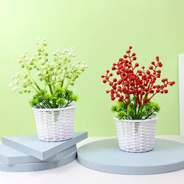 Dekorative Blumen Künstliche Pflanzen Bonsai Simuliertes Plastik Mini Obstbaum mit Topf gefälschter Ornament Wohnzimmer Schreibtisch Bürodekoration Dekoration