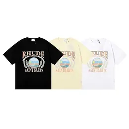 Rhude Luxury Brand Shirt Men Thirts Designer Shirt Stampa Bianco Black Summer Tshirt di grandi dimensioni 5xl Grido