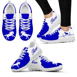 Casual Schuhe Instantarts Trendy Blue und White Golf Design Stylish Sneakers Horse Heart Print Flats Sport Hobby Chaussure