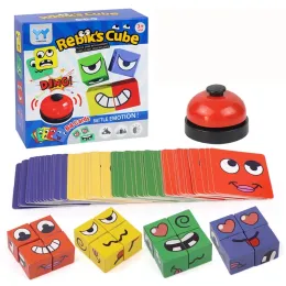 Kids Educational Montessori Cube Puzzle Puzzle Expressão mutável Blocos de face Brinquedos de tabela para aprendizado precoce