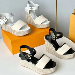 Women Boundary Wedge Sandals Academy Flat Espadrilles Flatform Black White Brown Passenger Starboard Coastline Sandals With Box Size 35-41 NO377