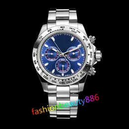 2024 Top Automatic Mens Watches Platinum Ice Blue Dial Ceramic Chronograph Chronograph