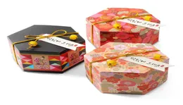 Wrap Prezent 6 Wzory sześciokątne Plum Blossom Cherry Flower Wzór papierowy pudełko cukierki ślubne i dekoracja przyjęcia podtrzymywania Custyizab4352764