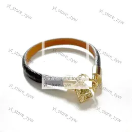 Bracciale Louiseviution Bracciale Designer Luxury Jewelry Silver Braccialetti in pelle nera Bracciale per uomini per donne Donone di moda fiore marrone largo cinturino marrone 698