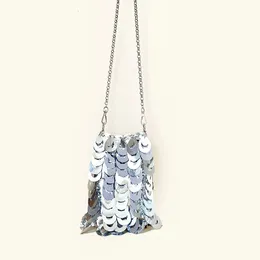 Дизайн ниши дизайн ручной работы Bling Glitter Bag Luxury Silver Mobile Phone Chain Diagonal Blitter Bag 240522