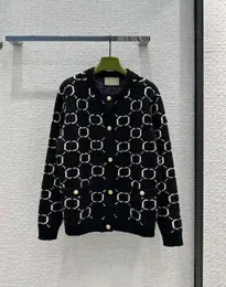 2024SS primavera primaverile Nuovo colore bianco e nero Jacquard Knit Cardigan Classico versatile casual di basso tasto