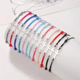 Handgjorda 12st/Lot Cross Knot Charms Stickade armband Set för kvinnor som flätar justerbara elastiska armbandsmycken Tillbehör