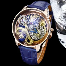 JC Astronomia Gül Altın Ejderha Erkekleri İzle Tourbillon Otomatik Lüks Saatler Büyük Boy 47mm Otomatik Safir Kristal İsviçre Bilek Swatch