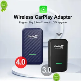 Caixa de lenço de papel de carro Novo Carlinkit 4.0 Adaptador Android sem fio 3.0 2 em 1 Para ApplaDDandroid CarPlay Ai USB Dongle VW Benz Kia Drop Delive DHFJ1