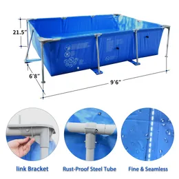 ZK20 METAL Frame Piscina retangular portátil acima do solo Família de piscina fácil de conjunto