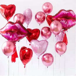 Ups 75x75cm Lippenheliumballons lieben Globos Rose Rot Kuss Me Foil Ballon für Valentinstag Hochzeitsdekor JJ 5.22