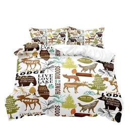 Bedding Sets Woodland Animal Duvet Capa em tamanho grande meninas meninas garotos garotos da cama dos animais da floresta quadro 2 sham H240521 ALHX