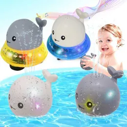 욕조 장난감 물 스프레이 목욕 장난감 장난감 고래 모양의 LED 라이트 스프링 스트립 조명 음악 자동 감지 장난감 베이비 샤워 장난감 D240522