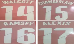 2014 2015 ARS Home White Retro Namesets Ramsey Alexis Walcott Soccer Player039S Stamping Lettering Adesivi da calcio Stampato LE1508809