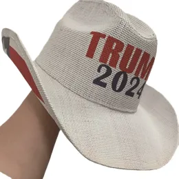 Trump Cowboy Hats Outdoor Sport Party Sunhat Mountaineering Retro Cowboy Hat US President 2024 Campaign Caps