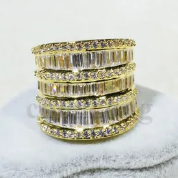 Victoria Wieck Mode Big Schmuck T-Form 5A Zirkon CZ Ehering Band Ring für Frauen Gelbgold gefülltes Verlobungsring