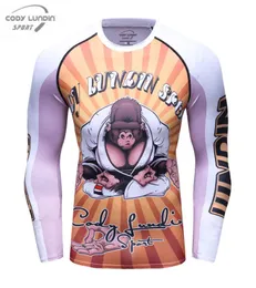 Warstwa koszulki kompresyjnej Men039S Podstawowy długie rękawie panda 3D nadruk termiczny pod MMA Rashguard Rajstopy Skin Man T Shirt Cody Lundi4850318