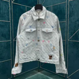 Erkek Ceketler Tasarımcı 24SS Modaya uygun Erkek ve Kadınlar Ortak Koleksiyonu Gökkuşağı Mektubu Jacquard Logosu Denim Giyim Kot Set 8M3V