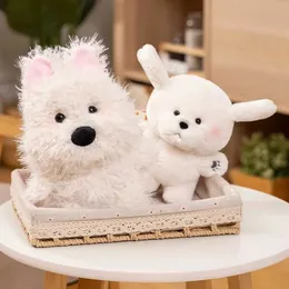 Dolls de pelúcia Kawaii Hair fofo Highland Dog White Terrier Pluushie Soft Puppy Plush Toy Reched Lypelike Animal Applease Doll Milk Dog H240521