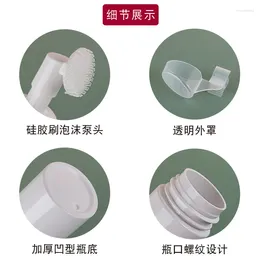 Storage Bottles YUXI YUXIpet White Plastic Foam Bottle 100ml 150ml Cleansing Mousse Silicone Brush Blister